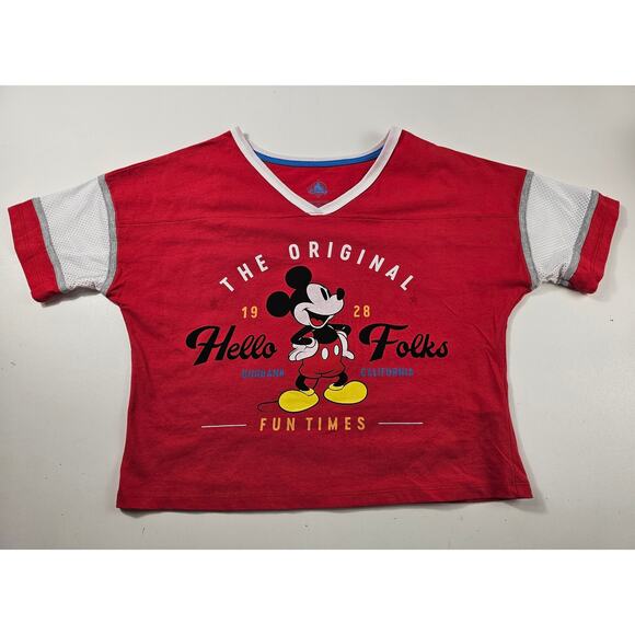Disney Mickey Mouse Womens Cropped Top Fun Times Red XS original EUC y2k - Picture 4 of 7